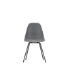 Spisestol Eames Plastic Side Chair RE DSX fra Vitra, med svarte ben og grått sete (Granite grey)