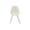 Spisestol Eames Plastic Side Chair RE DSX fra Vitra, med ben i krom og kremfarget sete (Pebble)