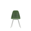 Spisestol Eames Plastic Side Chair RE DSX fra Vitra, med ben i krom og grønt sete (Forest)