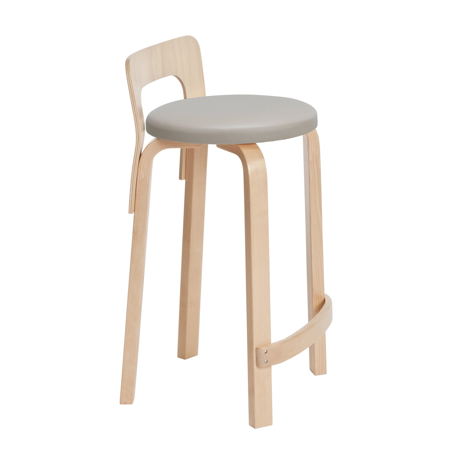 Barkrakk K65 High Chair fra Artek er også tilgjengelig med polstret sete kledd i et stort utvalg skinn