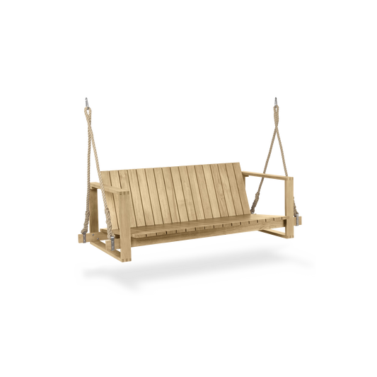 Hammock BK13 Swing Sofa fra Carl Hansen & Søn ble designet i 1959 av den danske arkitekten Bodil Kjær, som en del av en møbelserie utviklet for både inne- og utebruk. 