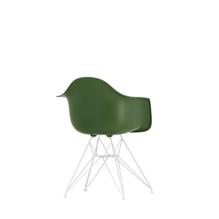 Spisestol Eames Plastic Armchair RE DAR fra Vitra, med hvite ben og grønt sete (Forest)