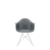Spisestol Eames Plastic Armchair RE DAR fra Vitra, med hvite ben og grått sete (Granite grey)
