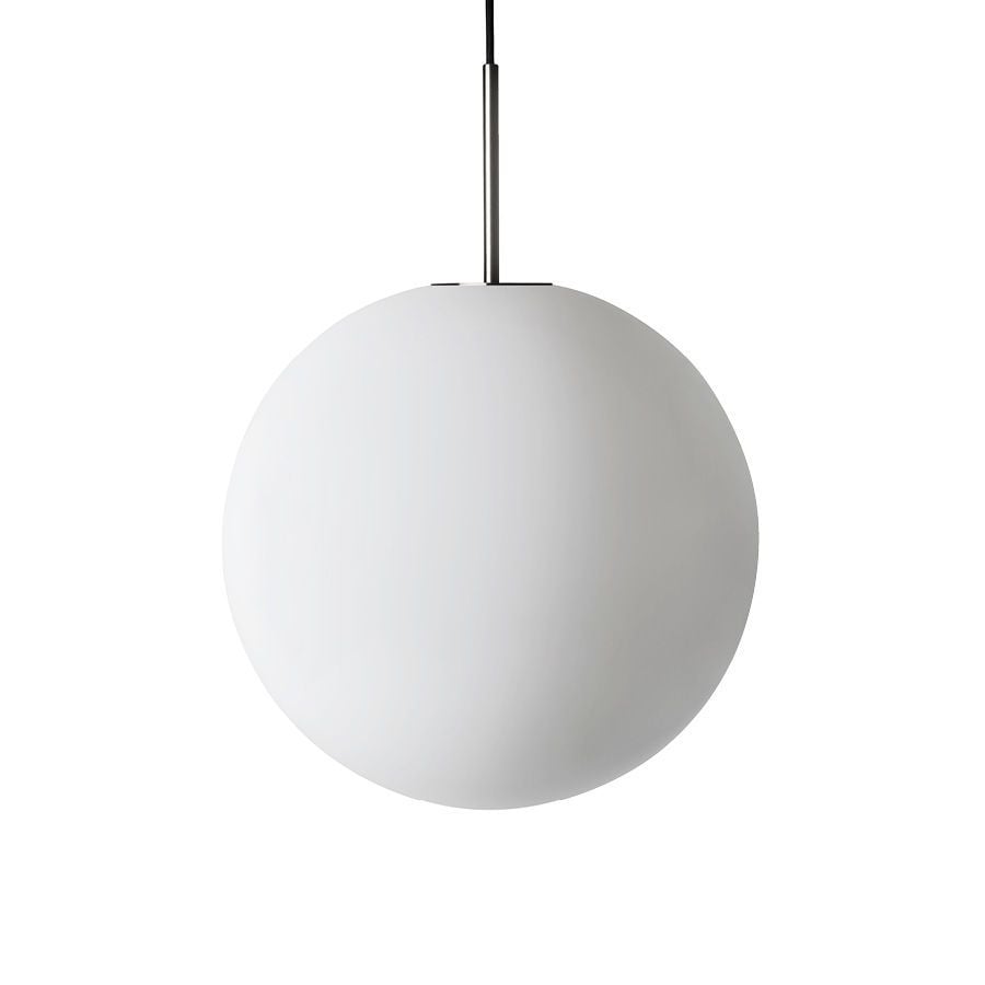 Arkivlampe 4014 fra Hadeland Glassverk i matt, sandblåst glass med stålfarget oppheng i størrelse Ø400 mm.