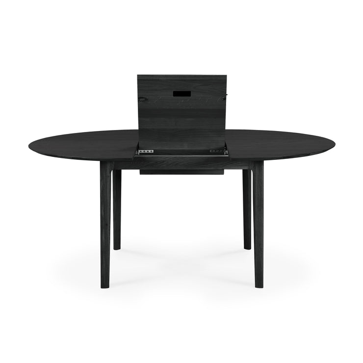 Spisebord Bok Dining Table Extendable Round fra Ethnicraft med finish i svartlakkert eik
