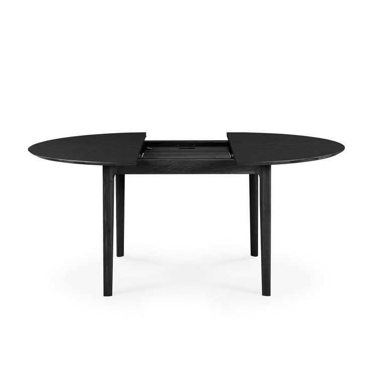 Spisebord Bok Dining Table Extendable Round fra Ethnicraft med finish i svartlakkert eik