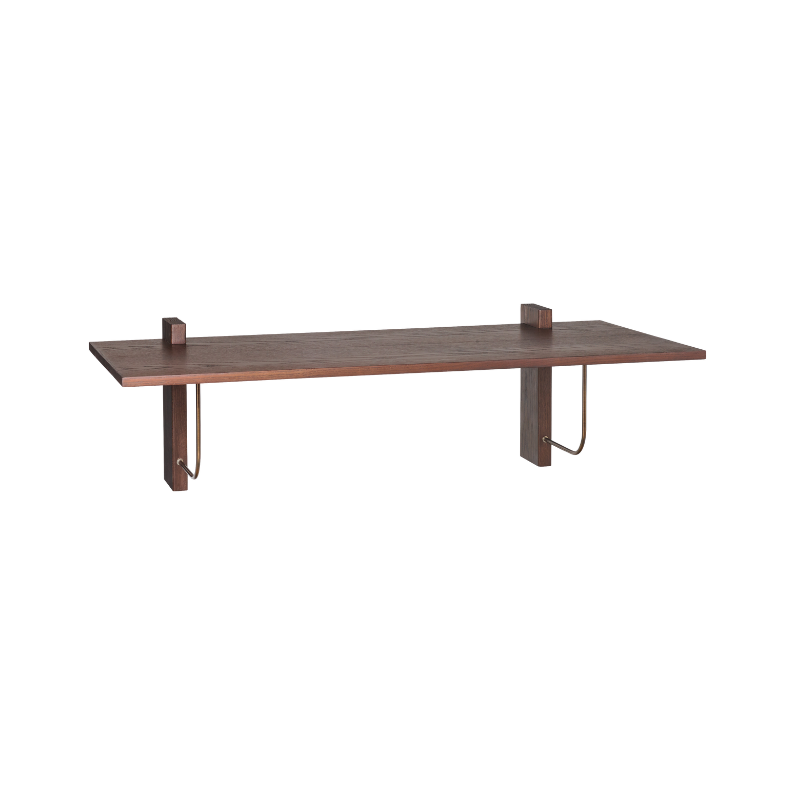 Det elegante og nette skrivebordet Corbel Wall Desk fra Audo Copenhagen er laget i mørk eik og har vakre detaljer i bronsert messing.
