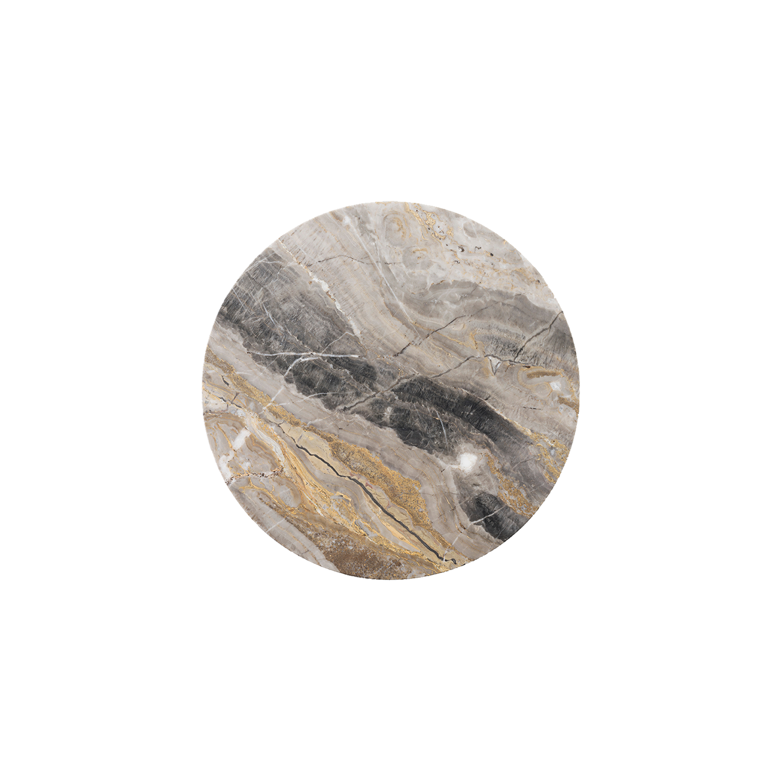 Bordplate i gråbrun/ Grey Galaxy Marble til sidebordet Androgyne Side Table Ø40 cm fra Audo Copenhagen.