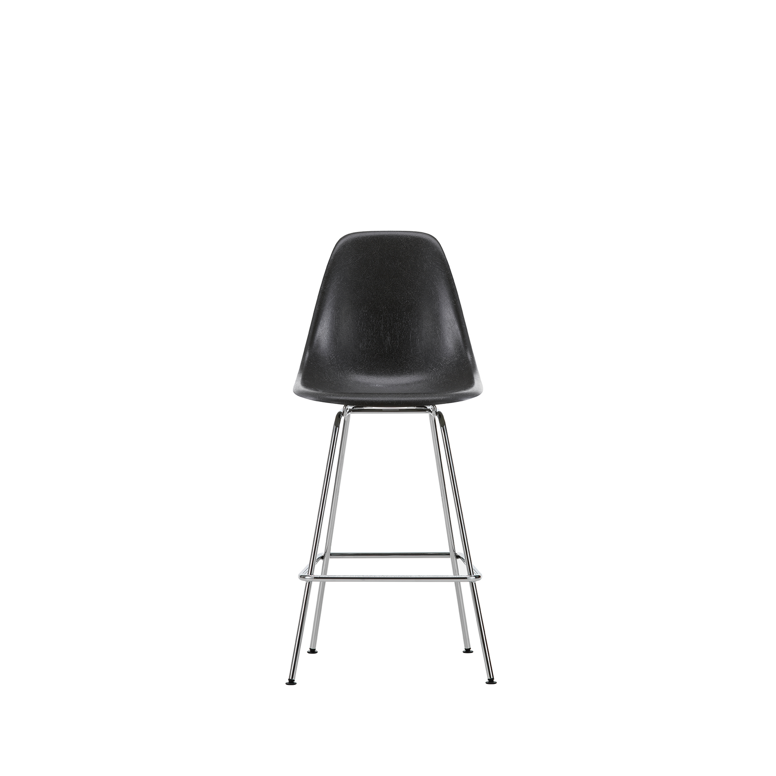 Barkrakk Eames Fiberglass Stool Medium, krombelagte ben og sete i fiberglass i fargen Elephant hide grey