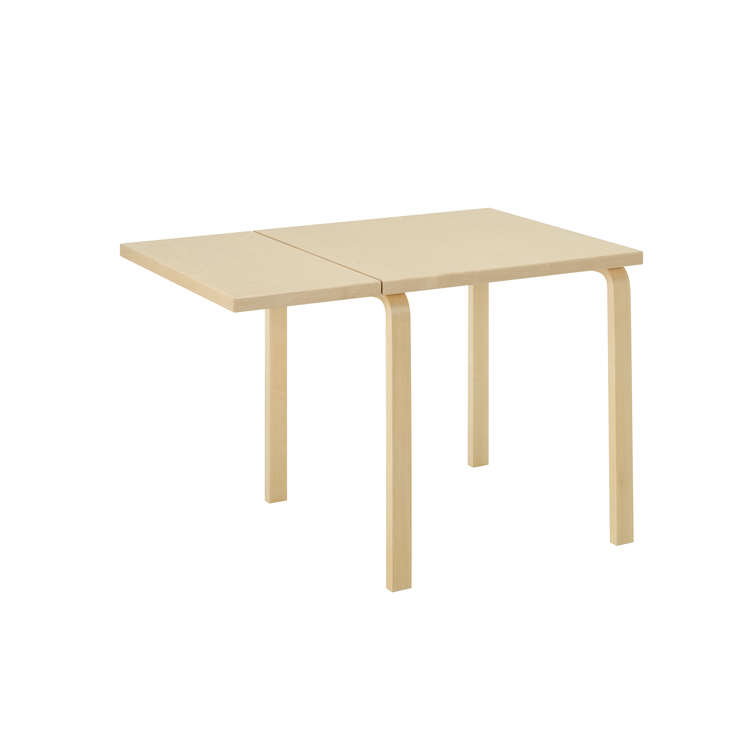 Foldebord Aalto Table Foldable DL81C fra Artek, i heltre bjørk med bordplate i bjørkefinér, utslått