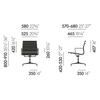 Mål på kontorstolen Aluminium Chair EA 131 fra Vitra