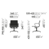 Mål på kontorstolen Aluminium Chair EA 132 fra Vitra