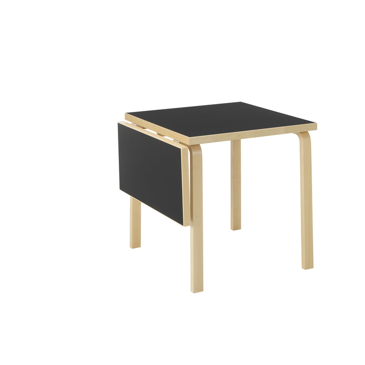 Foldebord Aalto Table Foldable DL81C fra Artek, i heltre bjørk med bordplate i svart linoleum