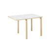 Foldebord Aalto Table Foldable DL81C fra Artek, i heltre bjørk med bordplate i hvit laminat, utslått