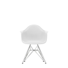 Spisestol Eames Plastic Armchair RE DAR fra Vitra, med kromfargede ben og hvitt sete (Cotton white)