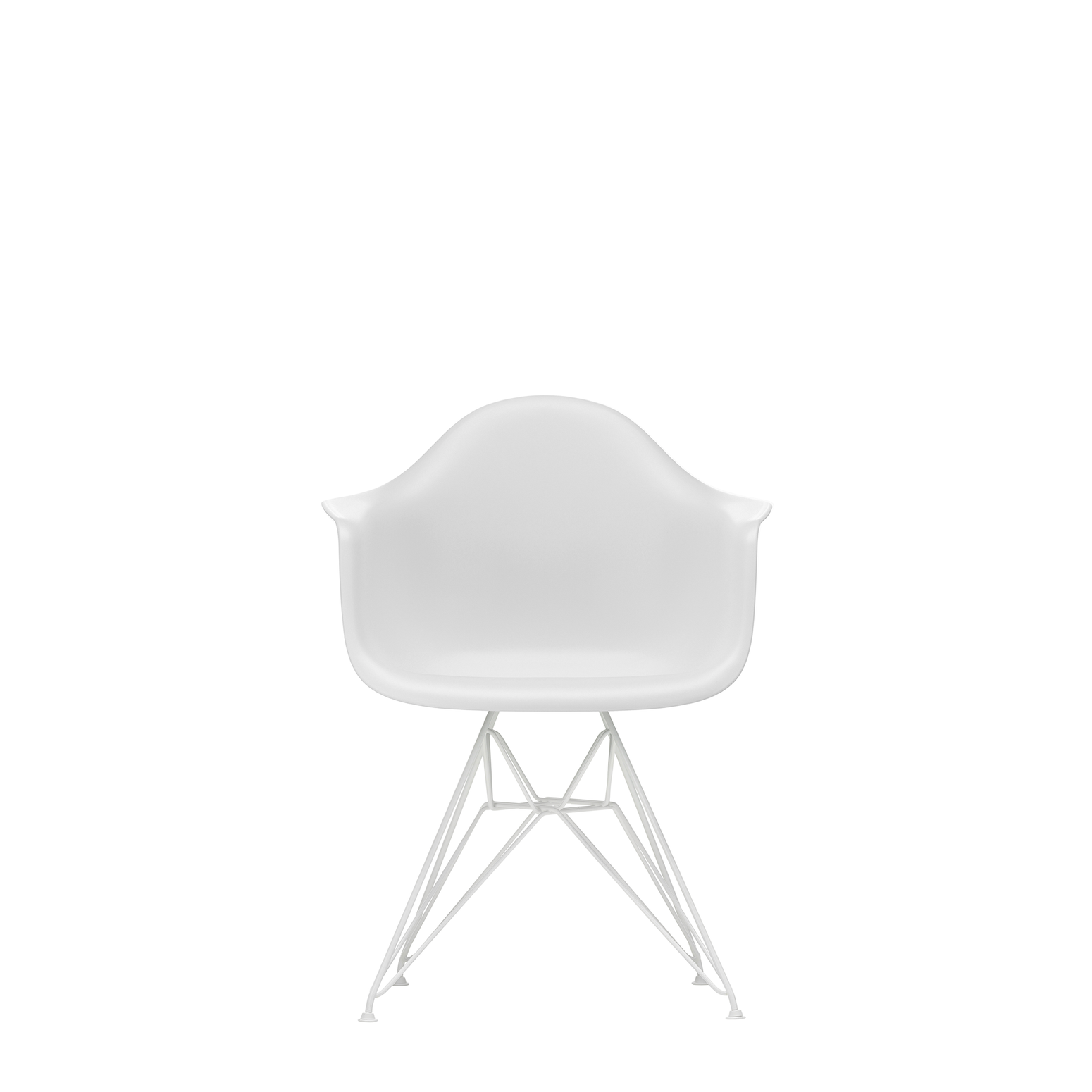 Spisestol Eames Plastic Armchair RE DAR fra Vitra, med hvite ben og hvitt sete (Cotton white)
