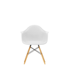 Spisestol Eames Plastic Armchair RE DAW fra Vitra, med ben i lønn og hvitt sete (Cotton white)