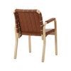 Spisestol Armchair 45 fra Artek: Klarlakkert bjørk med brunt quiltet skinn (walnut) og armlener i skinn
