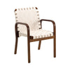 Spisestol Armchair 45 fra Artek: Valnøttfarget bjørk med flettet lin (natural white) og armlener i tre
