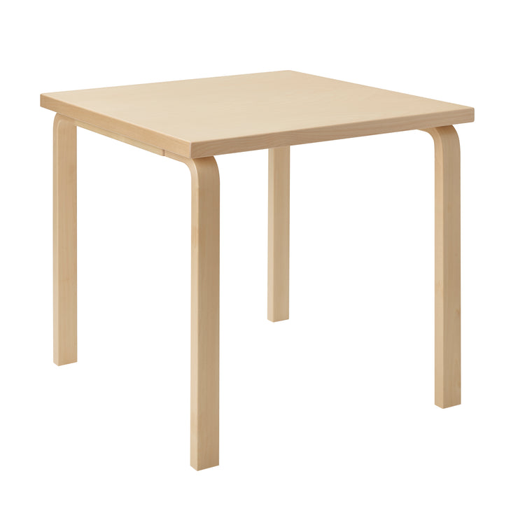 Spisebord Aalto Table 81C fra Artek, kvadratisk, i heltre bjørk med bordplate i bjørkefinér.