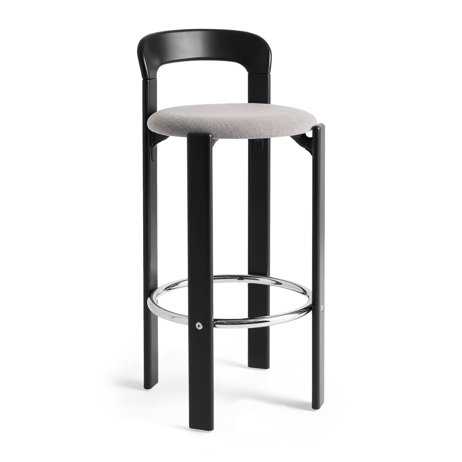 Barstol Rey Bar Stool H75 Deep Black med polstret sete i tekstil Steelcut Trio 124