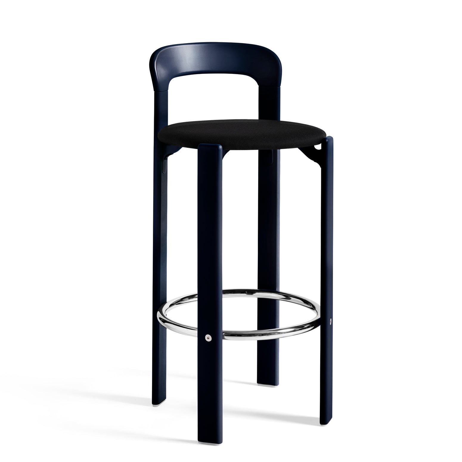 Barstol Rey Bar Stool H75 Deep Blue, med polstret sete i Steelcut Trio 190