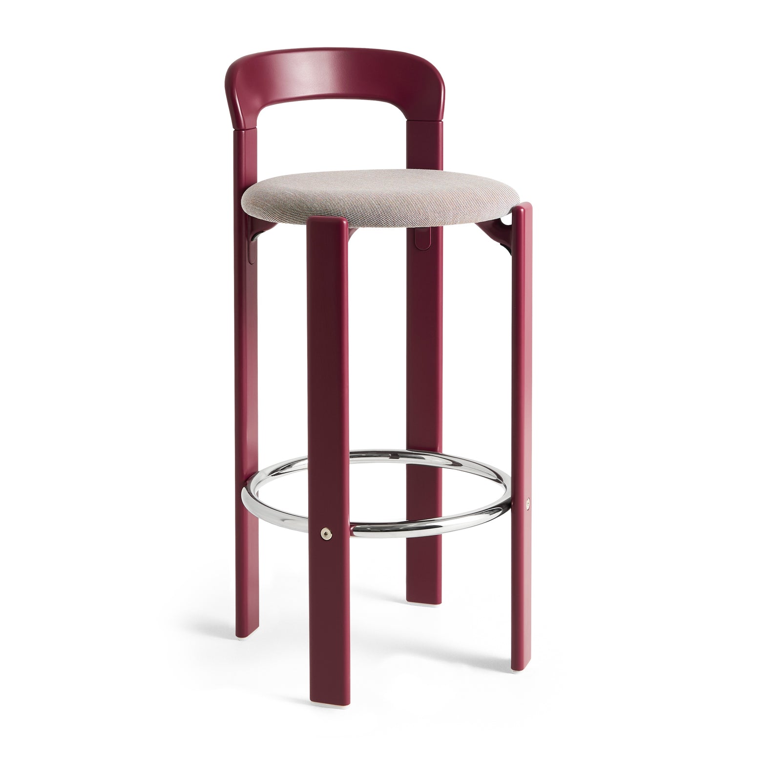 Barstol Rey Bar Stool H75 Grape Red, med polstret sete i Steelcut Trio 416
