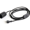 Svart kabelsett: Velg mellom E27 ledning for pendellampe og E27 ledning for bordlampe.