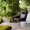 Lenestol Muno LN17 fra &tradition med ben i krom/ Dark Chrome og skinntekstil Noble.