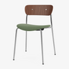 Pavilion i valnøtt, med krom understell og polstret sete i Kvadrat Canvas 926.