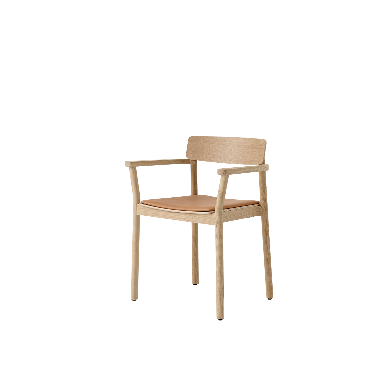 Spisestol Betty Armchair TK11 i lakkert eik med sete i konjakkfarget skinn, Noble Cognac Leather.