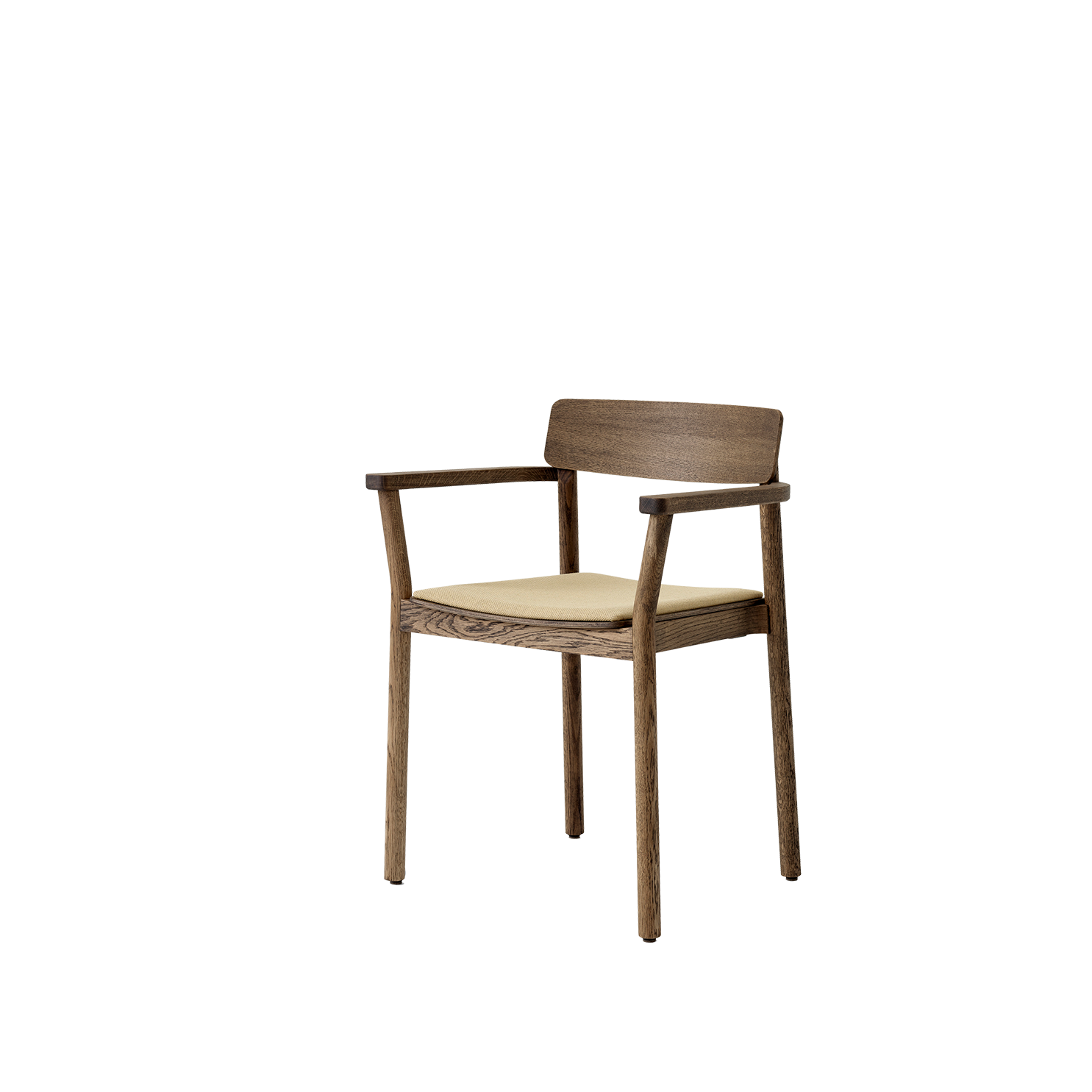Spisestol Betty Armchair TK11 i lakkert røkt eik med sete i tekstilet Fiord 0422 (prisgruppe 2).