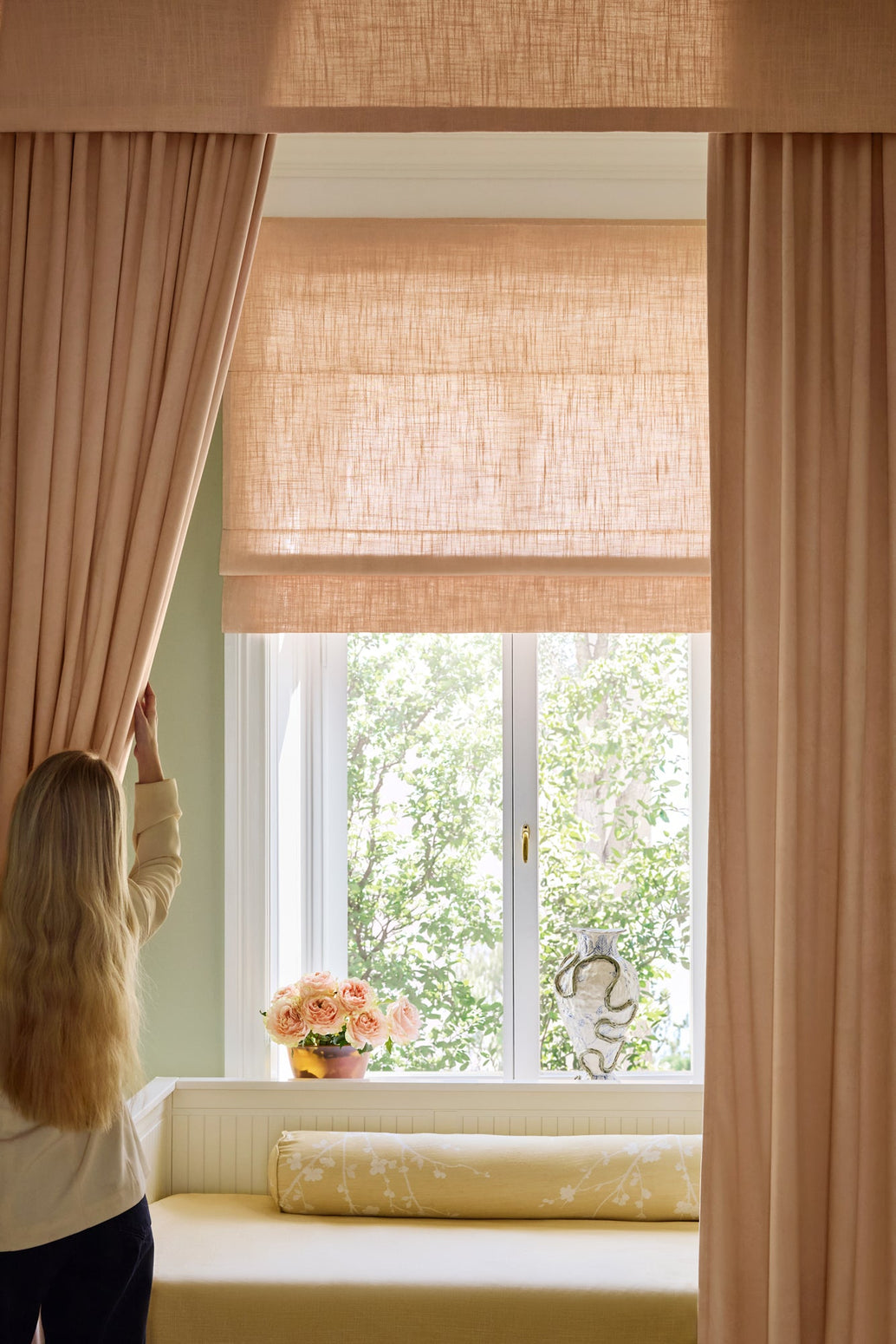 Liftgardin vevd lin fra Gotain i fargen rosa / Dusty Pink