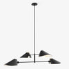Taklampen Bonnet Chandelier SC93 fra &tradition i helsvart variant, med skjermer vendt nedover.