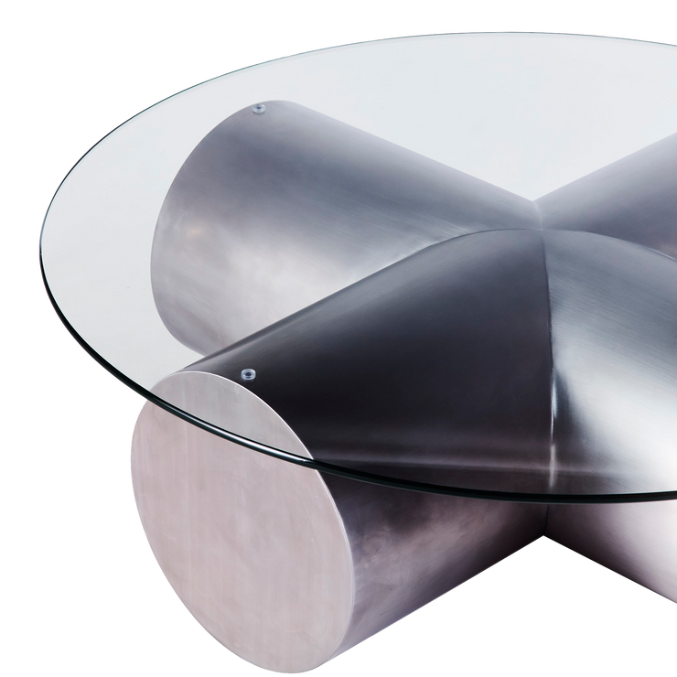 Sofabord i glass og metall: Sofabord Cross Sofa Table fra Dusty Deco