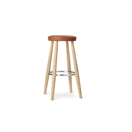 Barkrakk CH58 Bar Stool oljet eik med cognacfarget skinn Loke 7748 (Utstillingsmodell, må hentes)
