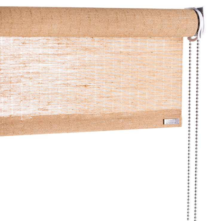 Rullegardin med kjedetrekk brun plante fra Color&Co i naturfarget jute, med ca 50% lysinnslipp