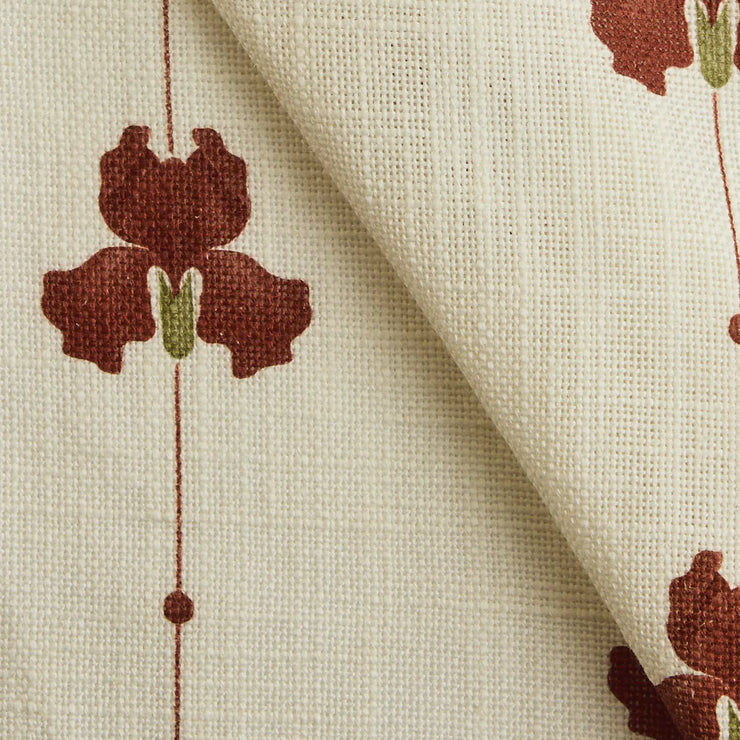 Tekstil i vevd lin med mønster Sweet Pea i fargen rød/ Burgundy fra Gotain.