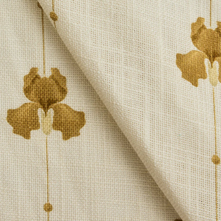 Sengeteppe i vevd lin med mønster Sweet Pea i fargen sennepsgul/ Mustard fra Gotain.