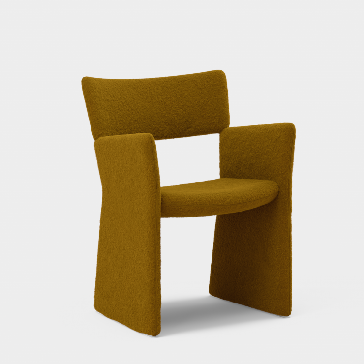 Spisestol Crown Armchair fra Massproductions i tekstilet Silas 454 fra Kvadrat.