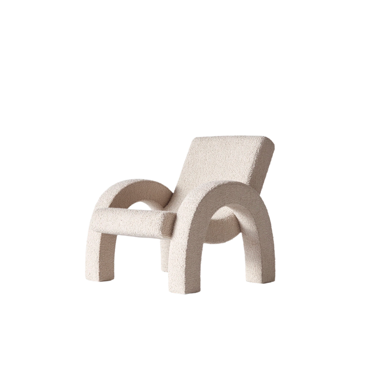 Lenestol Arco small fra Dusty Deco i lys beige bouclé