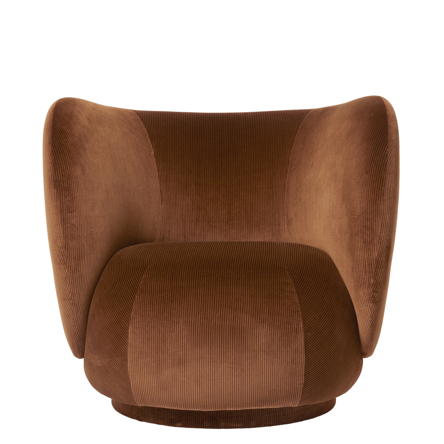 Lenestolen Rico Lounge Chair fra Ferm Living i tekstilet Devoré Velvet, farge Rust