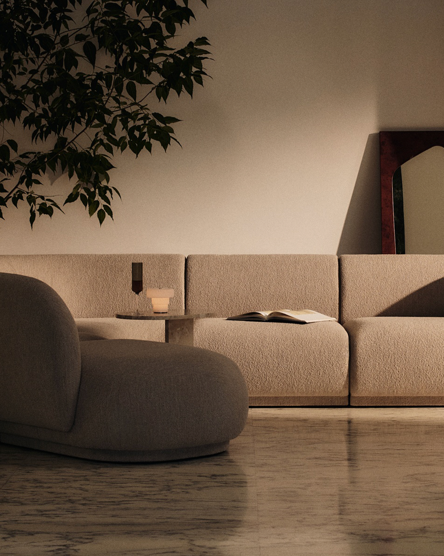 Oppladbar bordlampe Ripple Portable Lamp fra Ferm Living.