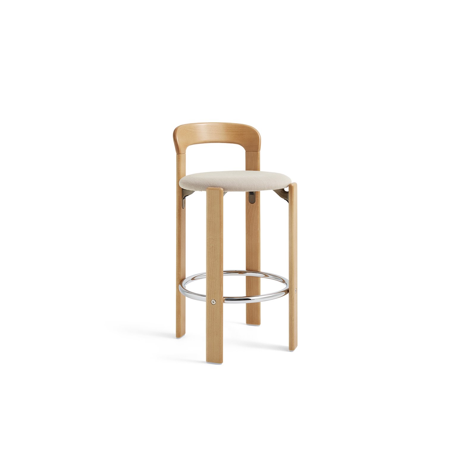 Barkrakk Rey Bar Stool Low fra Hay i fargen Golden med polstret sete trukket i tekstilet Steelcut Trio 213