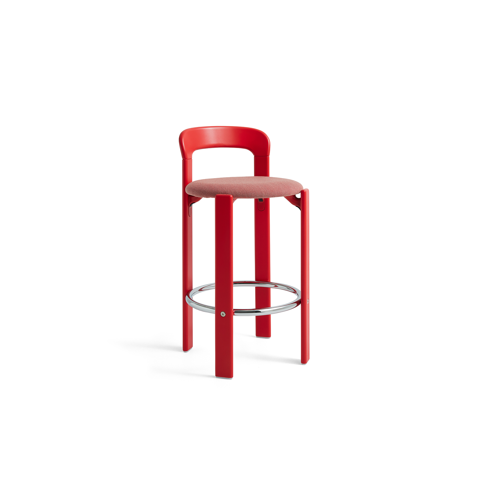 Barkrakk Rey Bar Stool Low fra Hay i fargen Scarlet Red med polstret sete trukket i tekstilet Steelcut Trio 636