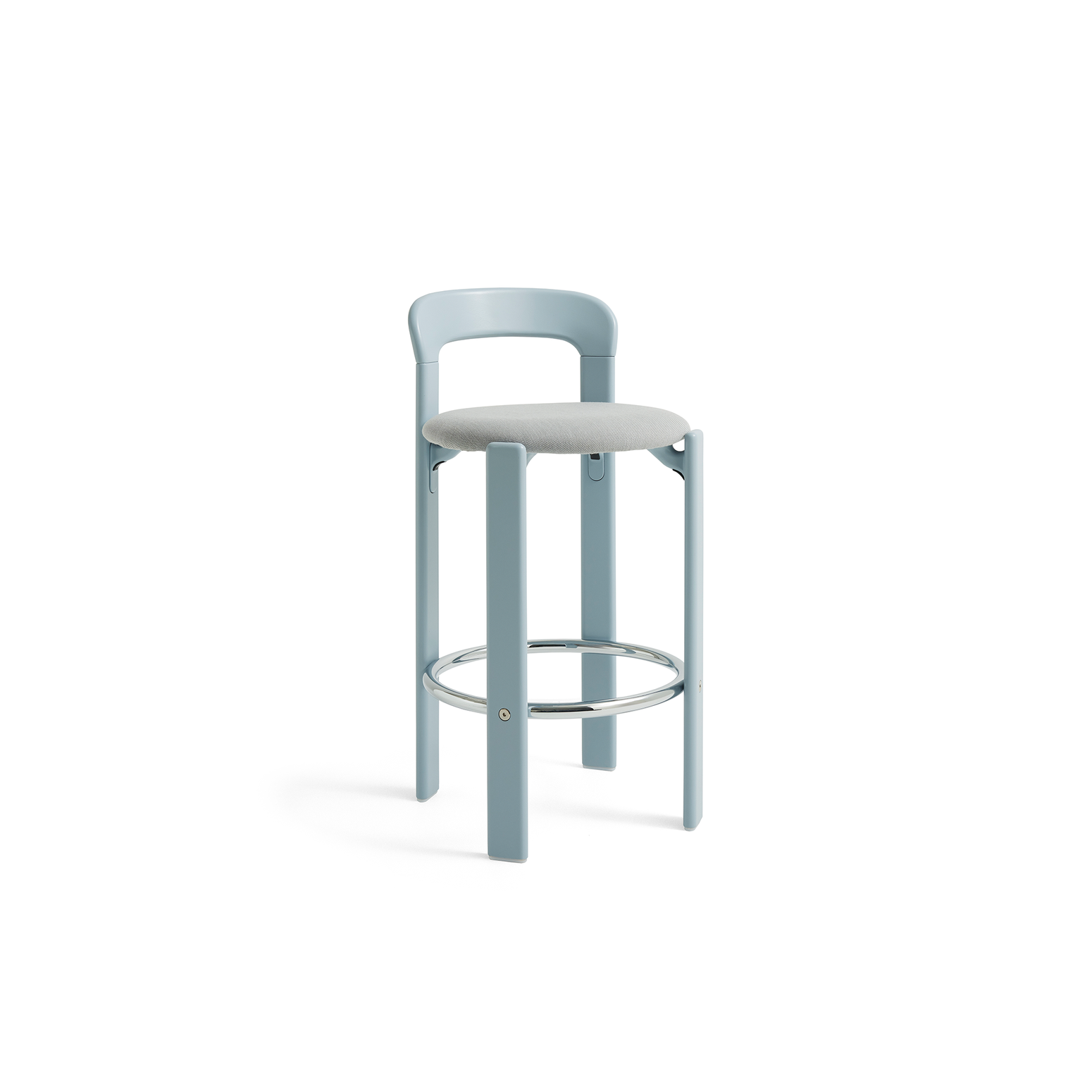Barkrakk Rey Bar Stool Low fra Hay i fargen Slate Blue med polstret sete trukket i tekstilet Steelcut Trio 113