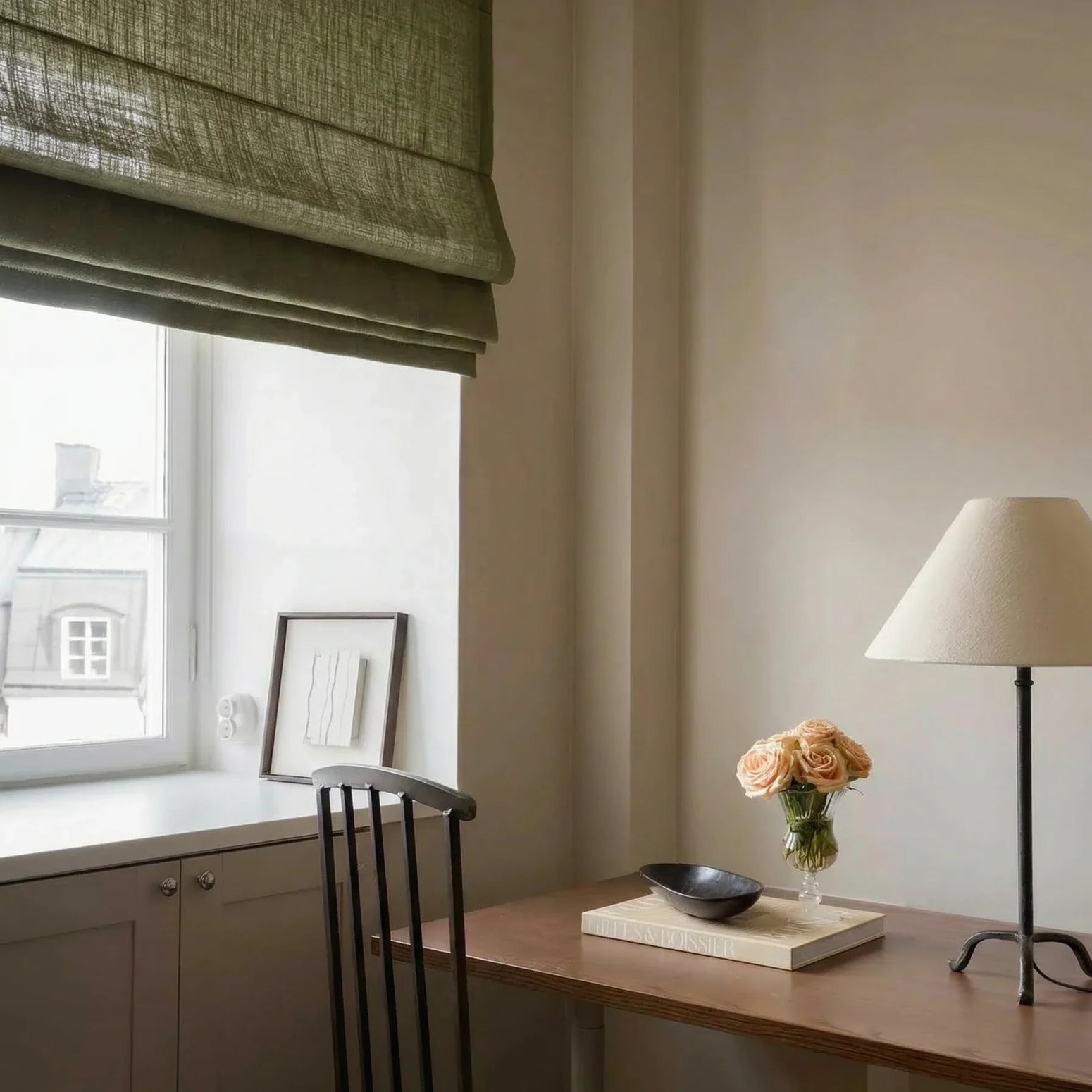 Liftgardin vevd lin fra Gotain i fargen Khaki