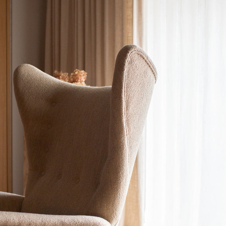 Vintage lenestoler Wingback (sett med 2) i sandfarget ulltekstil