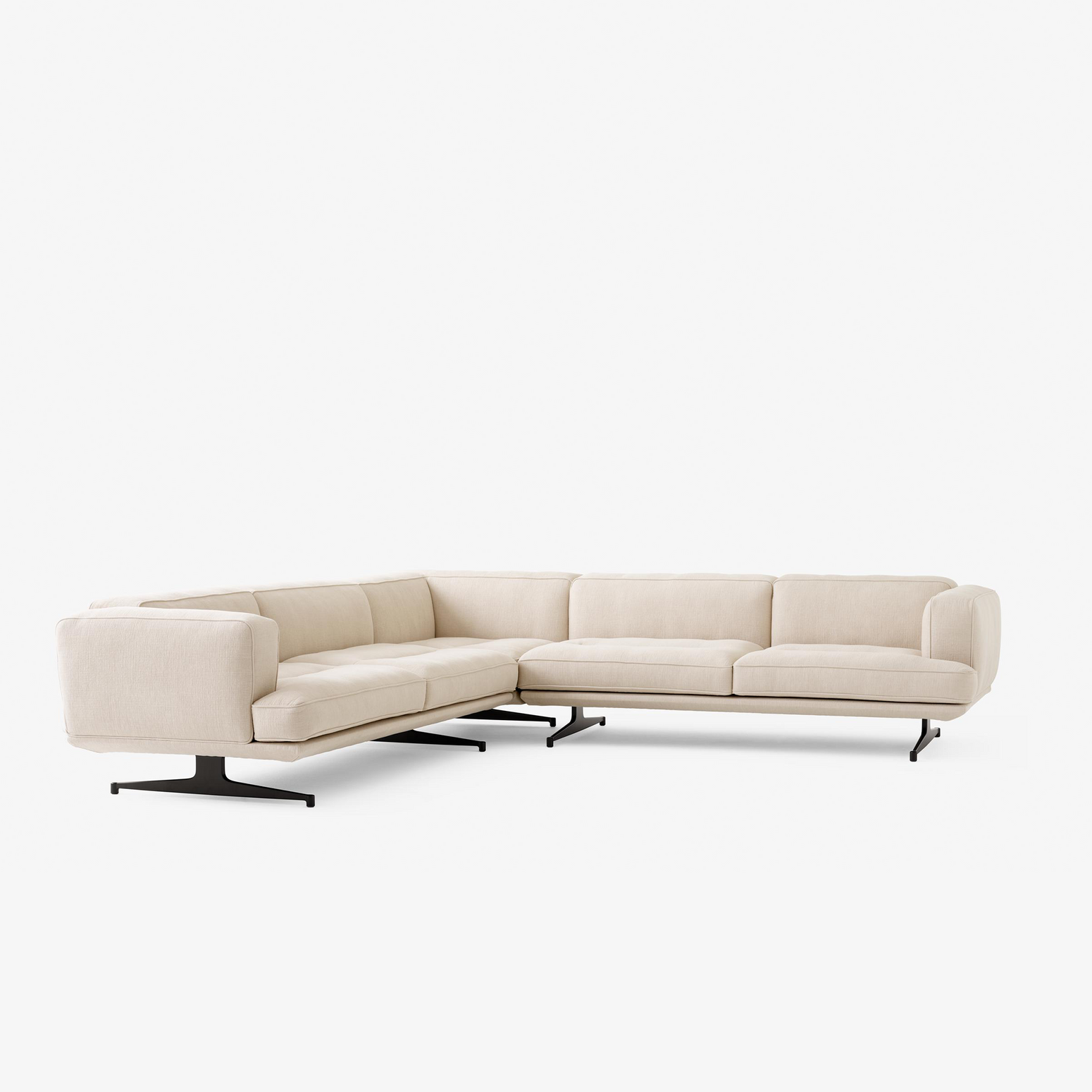 Hjørnesofa Inland fra &tradition med brunsvarte ben og tekstilet Cifrado 0221 (PG4)