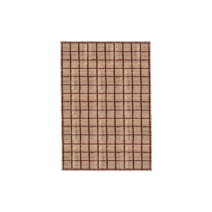 Teppe Strata Braided Jute fra Layered i fargen rød rutemønstret / Burgundy.